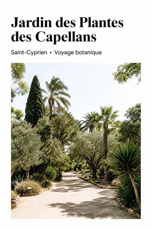 Jardin des Plantes Saint-Cyprien en vue d’ensemble avec allées ombragées et végétation méditerranéenne