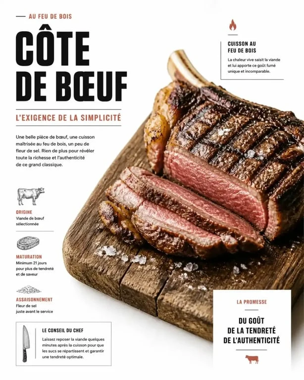 Recette de côte de bœuf grillée au feu de bois, spécialité de restaurant de viande à Perpignan