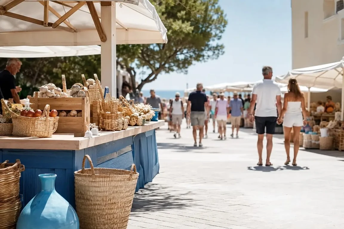 Promenade dans les marchés barcares au Barcarès en ambiance méditerranéenne