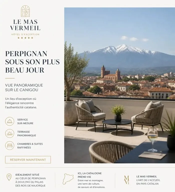 Hôtel de luxe à Perpignan avec vue panoramique sur le Canigou