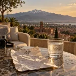 Terrasse hôtel perpignan luxe avec vue Canigou et mer