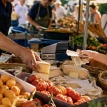 Marchés barcares : étal fruits et légumes du Roussillon au marché
