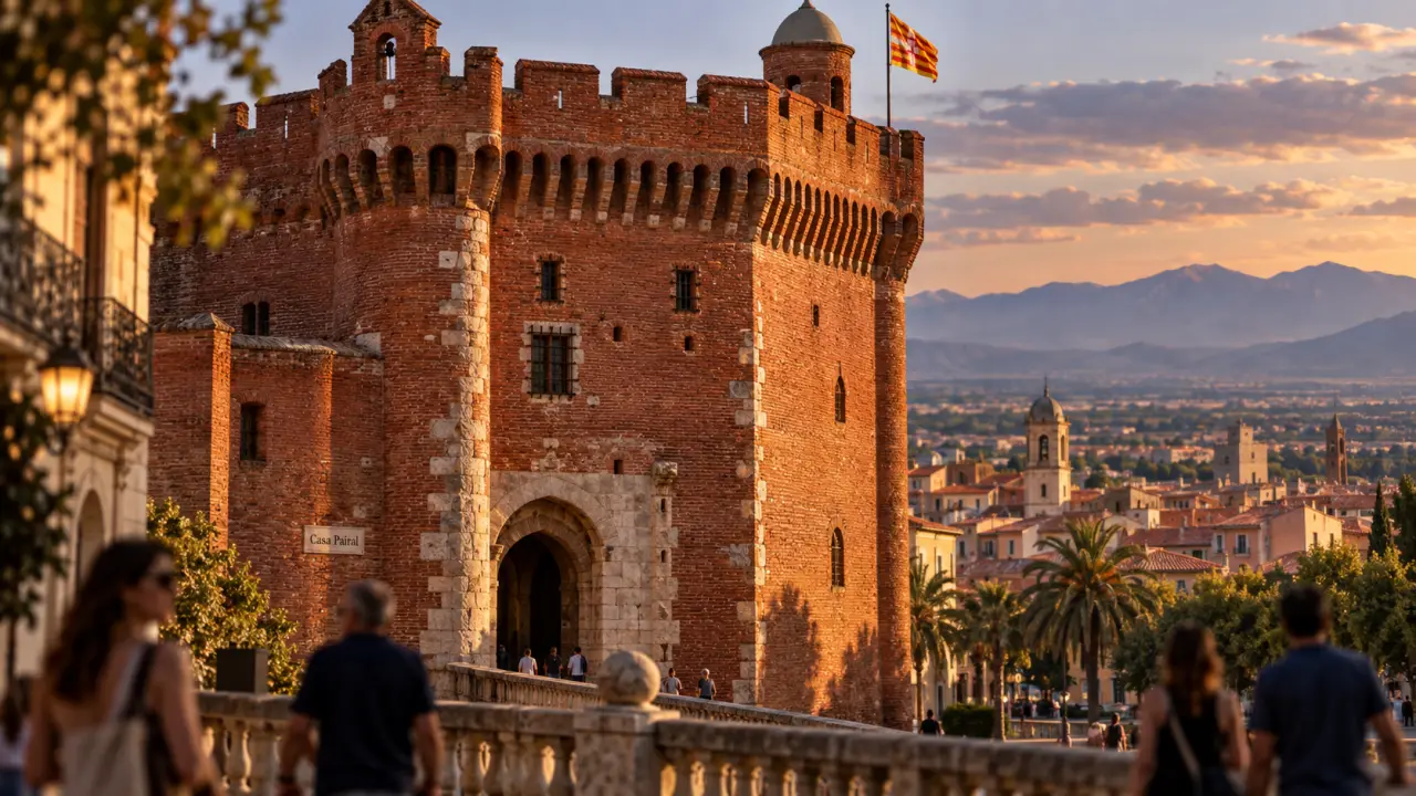 Visiter le castillet perpignan : façade en briques et vue 360° depuis la rambarde