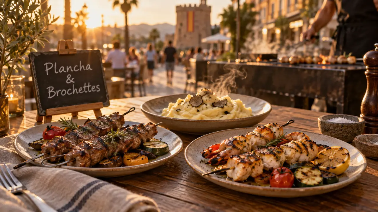 Restaurant brochettes Perpignan : plancha et brochettes sur terrasse