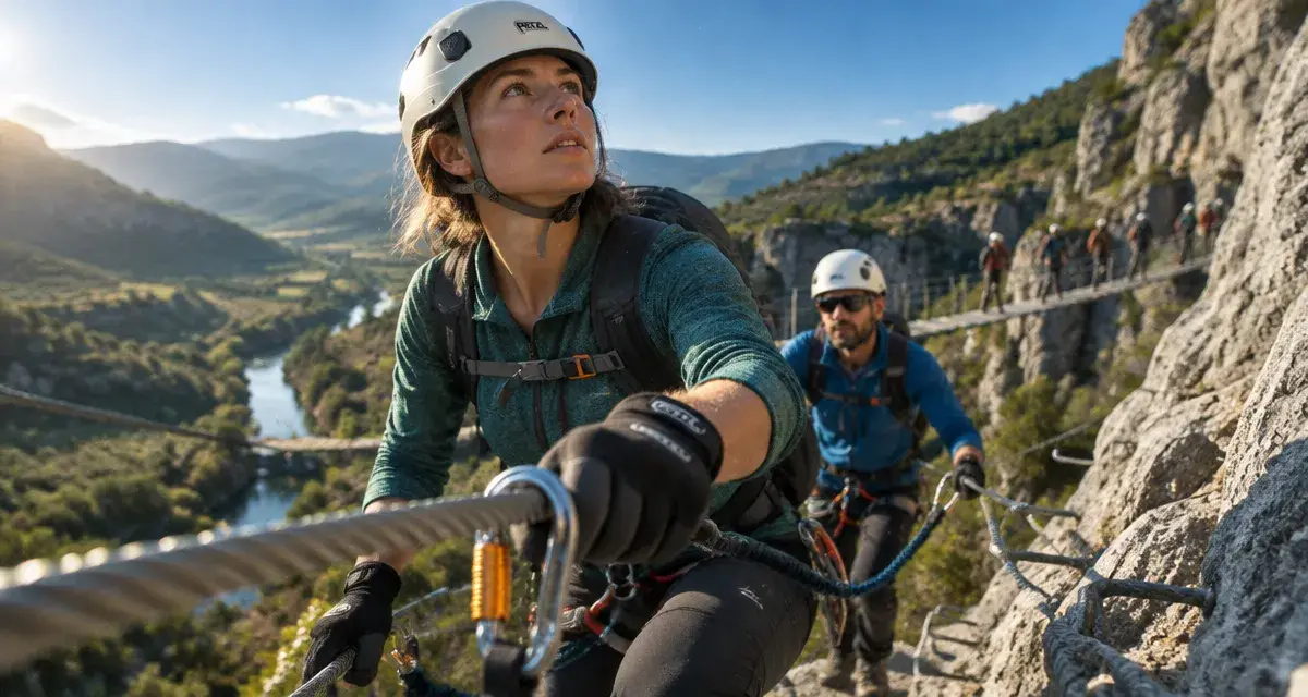saint paul de fenouillet via ferrata : progression sur câble et pont aérien